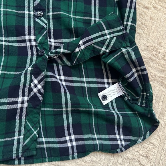 Button down plaid flannel top with bell flare tie sleeves, 100% cotton, Medium - Picture 15 of 16